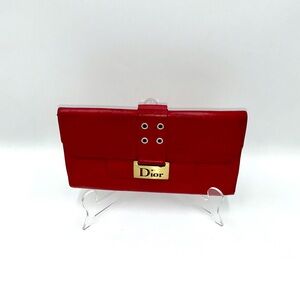 Dior Red Wallet with Gold Accents